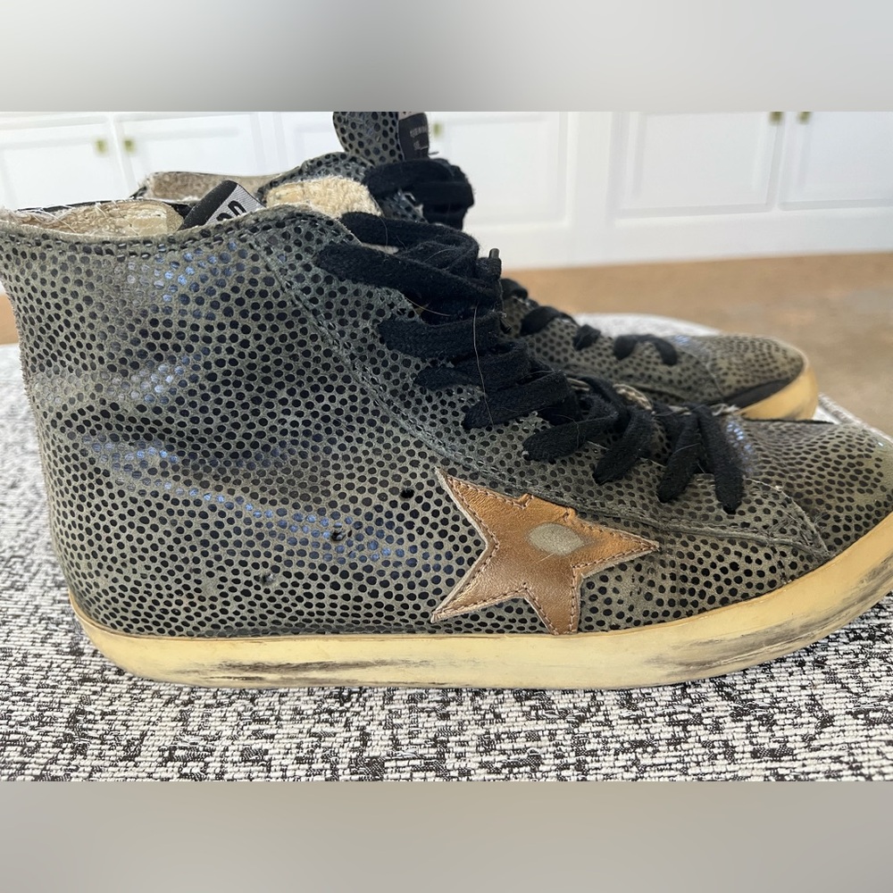 Golden Goose Francy womens size 39/US 9 dark teal/grey sting ray texture